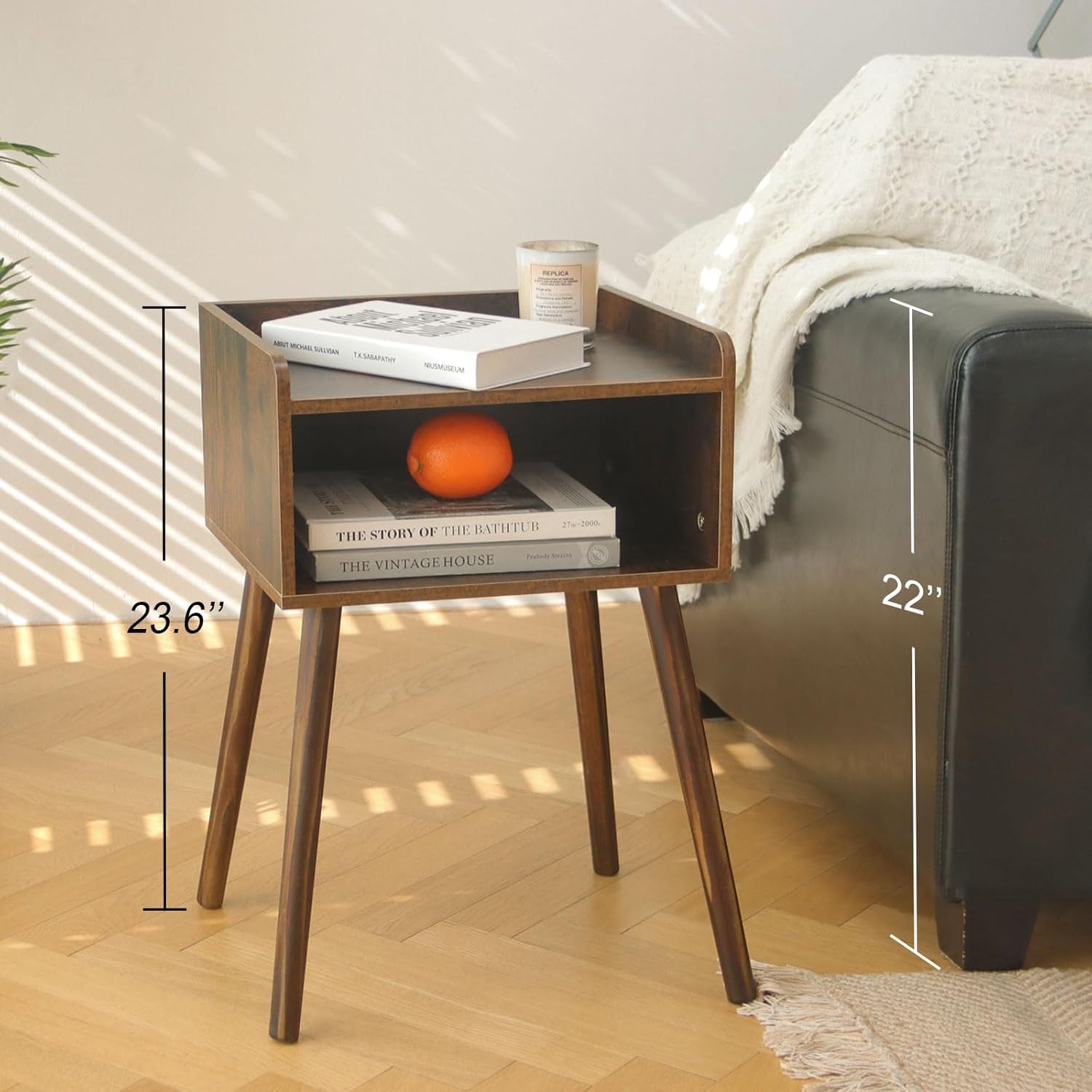 MaxSmeo Nightstand, Mid Century Modern Side Table Bedroom with Storage, Small End Bedside Table