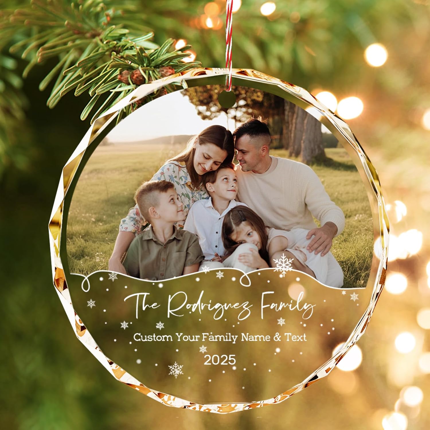 Bemaystar Personalized Family Christmas Ornaments 2025–Custom Crystal Ornament with Photo and