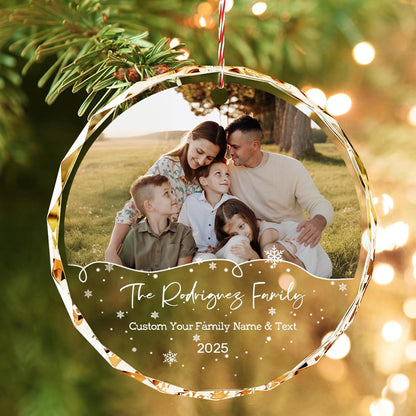 Bemaystar Personalized Family Christmas Ornaments 2025–Custom Crystal Ornament with Photo and