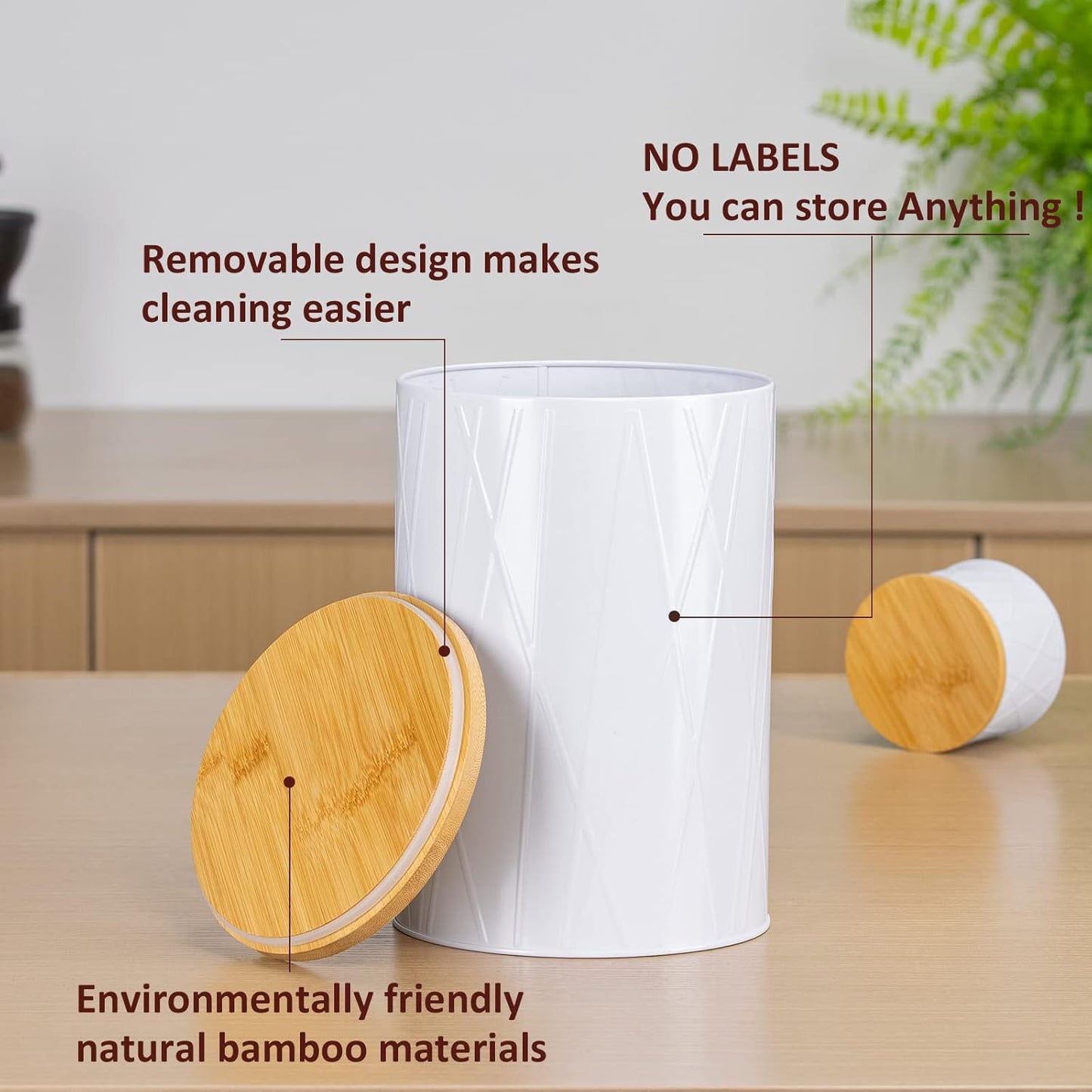 White Canister Sets for Kitchen Counter, Kitchen Canisters Set of 6, Flour and Sugar Containers