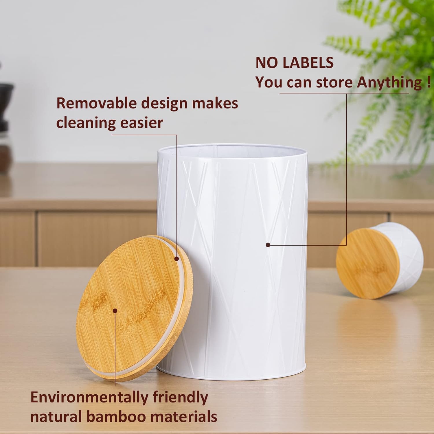 White Canister Sets for Kitchen Counter, Kitchen Canisters Set of 6, Flour and Sugar Containers