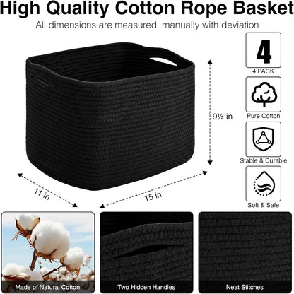 Storage Baskets for Organizing & Shelves, Woven Cotton Rope Organization Bins for Dog Toys