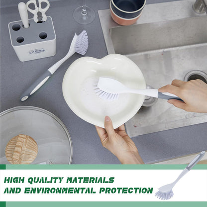 Hsei 20 Pcs Gray Kitchen Scrub Dish Brush Bulk with 11 Inch Handle Cleaning Dish Scrubber with