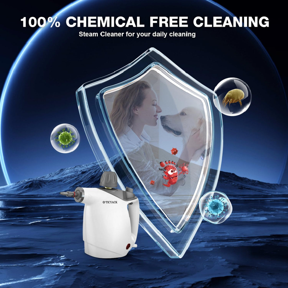 Handheld Steam Cleaner, Steam Cleaner with 16 PCS Accessory & Safety Lock, 500ML Large Capacity