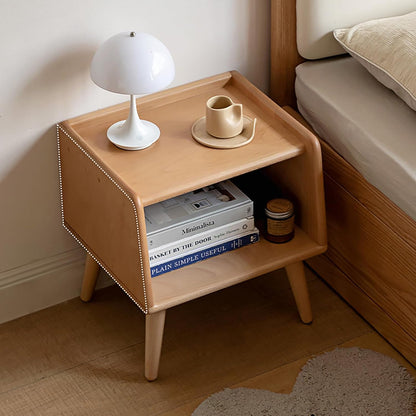 Bedside Table - 100% Solid Oak Wood Nightstand - Small Nightstand with Open Design - Small Side End