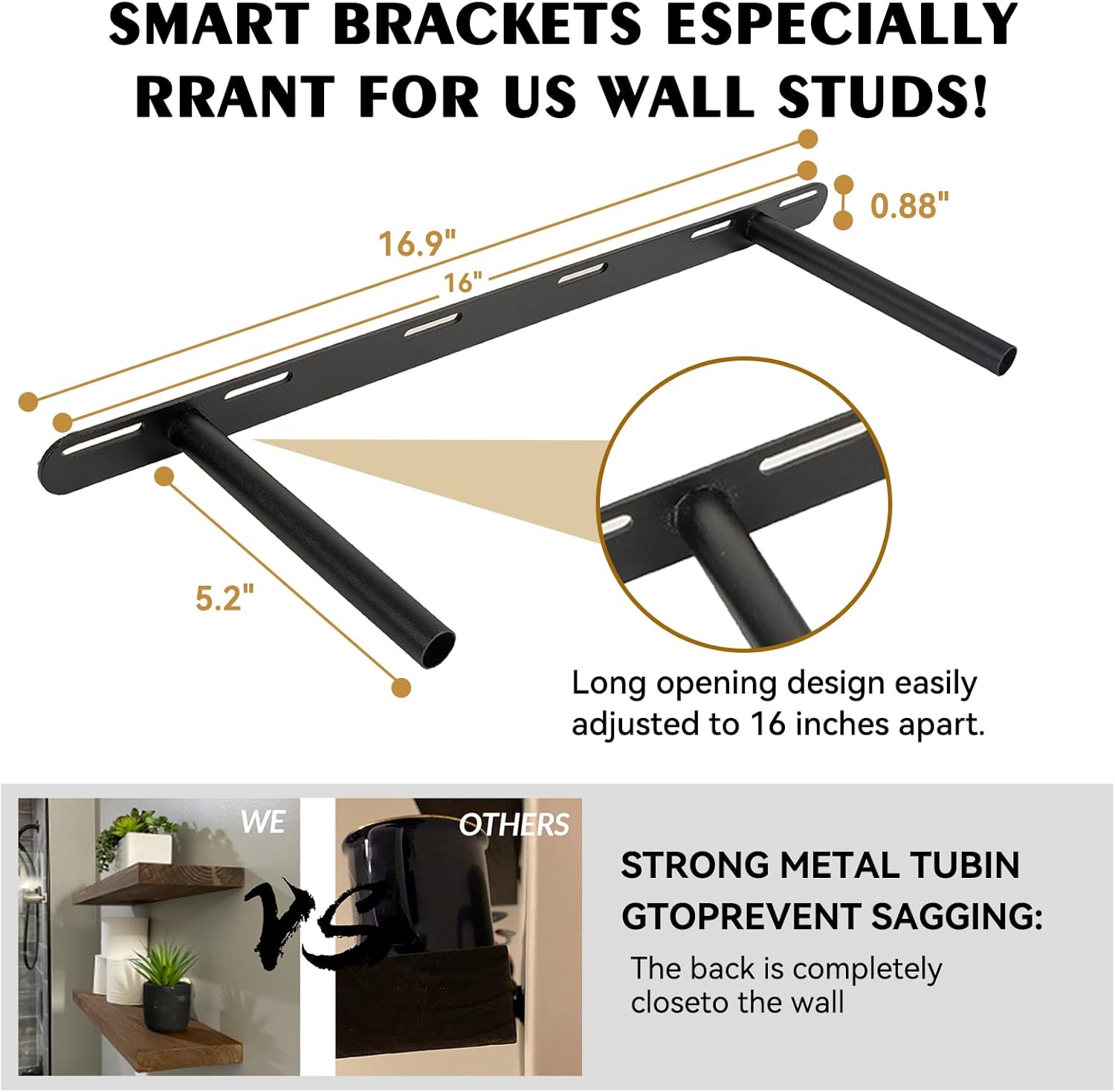BGMG Wood Floating Shelves for Wall 24 inch Set of 2, Rustic Wooden Wall Mount Shelves for Living