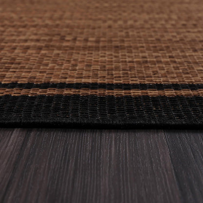 CAMILSON Indoor Outdoor Rug, 5x7 Bordered Nut Brown Black Modern Area Rugs for Indoor and Outdoor
