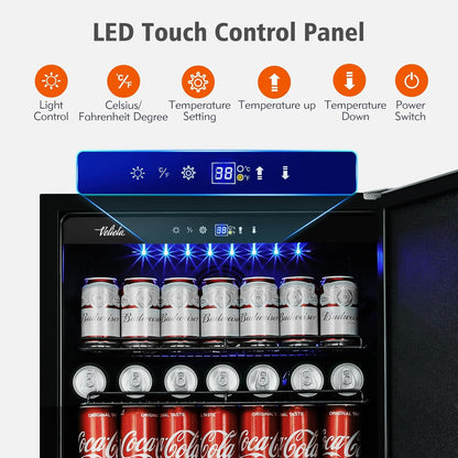 24 Inch Outdoor Beverage Refrigerator Cooler,Stainless Steel Wide Refrigerator for 210 Cans,Fit
