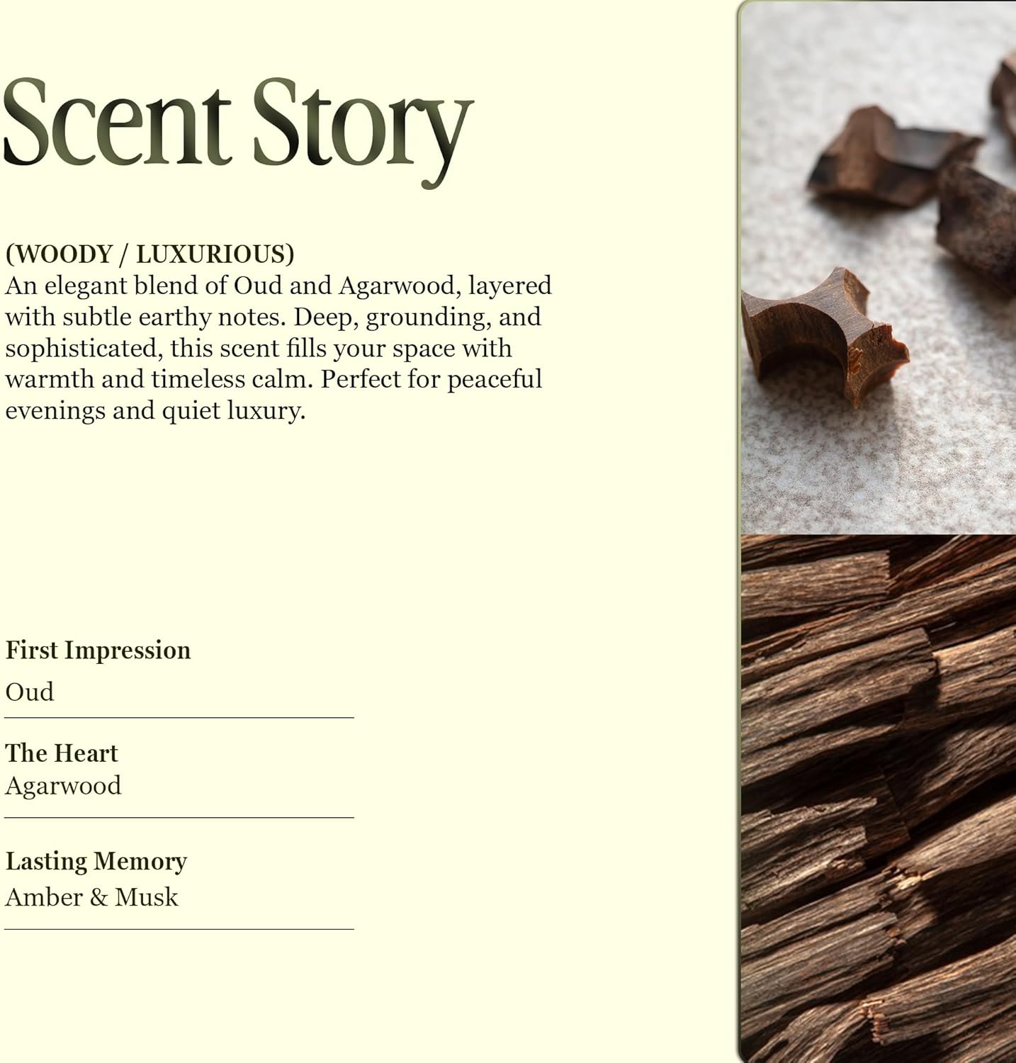 Scented Luxury Candles in Handmade Ceramic Jars, Soy Wax | Woody Wood – Oud & Agarwood, Large