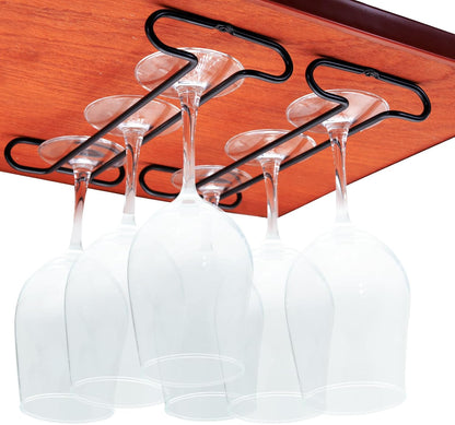 Wine Glass Rack Under Cabinet Shelf Glasses Holder Storage with Drying Stemware Rack Under Counter
