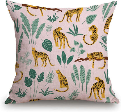TSSOHU Vintage Cheetah Throw Pillow Cover Patio Furniture Leopard Decorative Cushion Cases Home