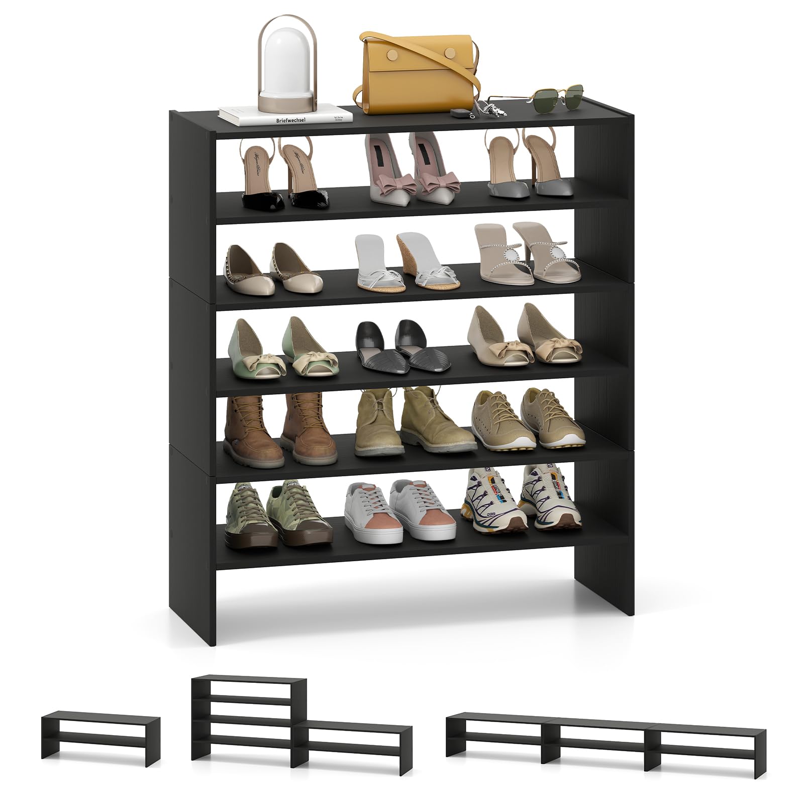 Giantex 3-in-1 Vertical Shoe Rack, 6-Tier Free Standing Shoe Storage Organizer w/Stackable Design