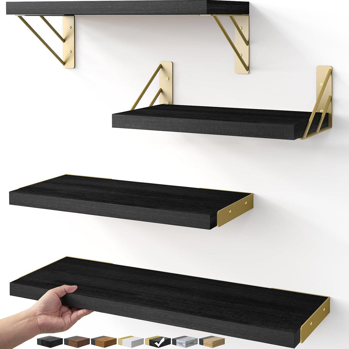 BAYKA Floating Shelves for Bedroom Decor, Wall Shelves for Storage, Wall Mounted Rustic Wood