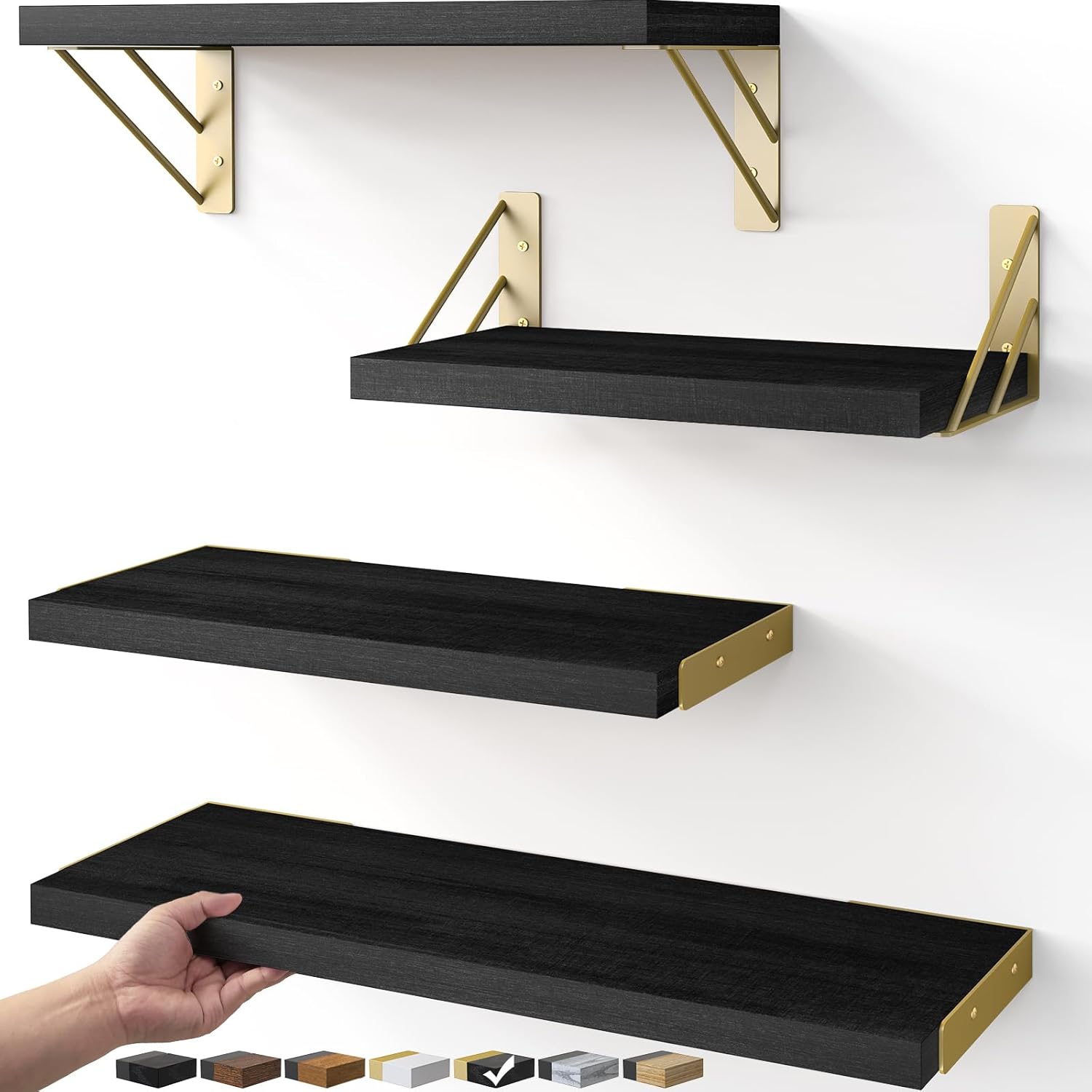 BAYKA Floating Shelves for Bedroom Decor, Wall Shelves for Storage, Wall Mounted Rustic Wood