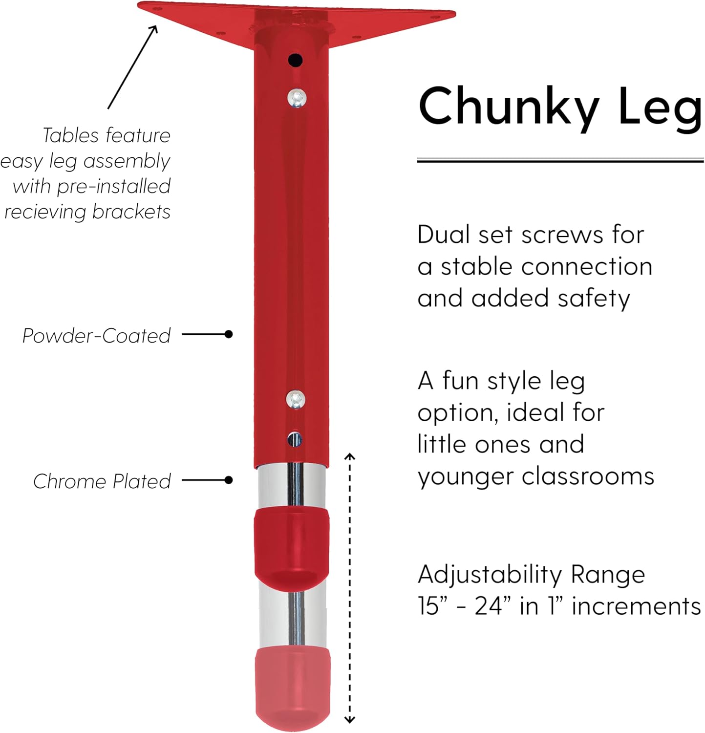 FDP Rectangle Activity School and Classroom Kids Table (24 x 72 inch), Chunky Toddler Legs