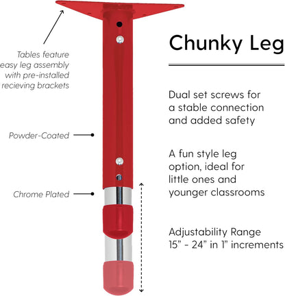 FDP Rectangle Activity School and Classroom Kids Table (24 x 72 inch), Chunky Toddler Legs