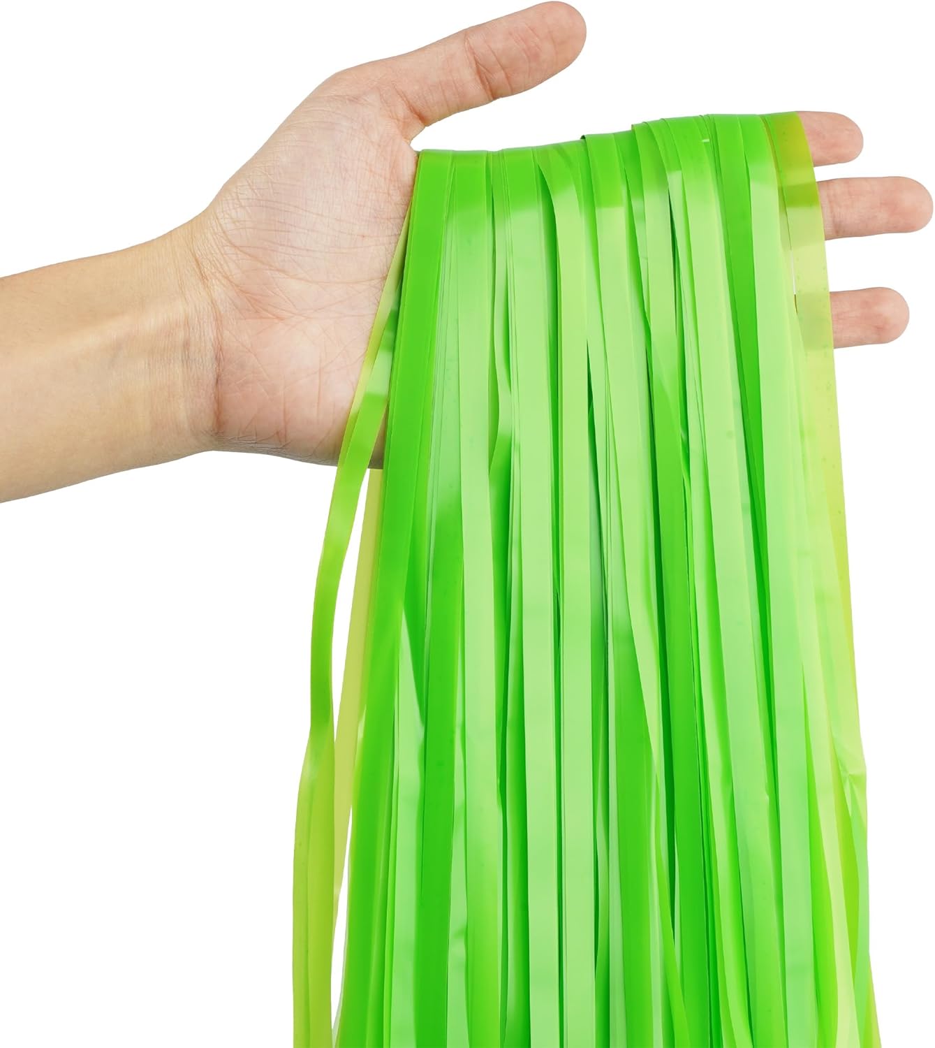 Lime Green Streamers Party Backdrop - GREATRIL Tinsel Curtain for St Patrick's Day/Frog/Wizard
