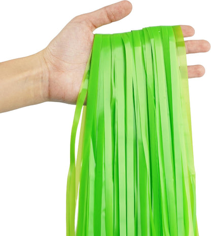 Lime Green Streamers Party Backdrop - GREATRIL Tinsel Curtain for St Patrick's Day/Frog/Wizard