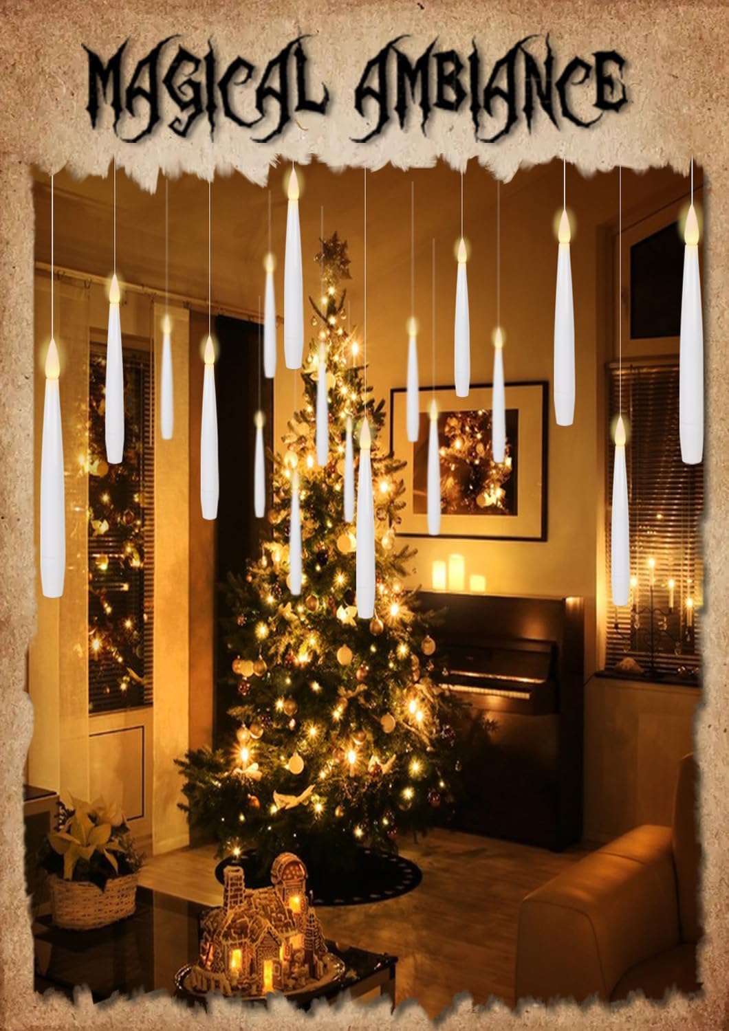 GenSwin 22pcs Flameless Floating Candle with Magic Wand Remote Timer, Battery Operated Hanging