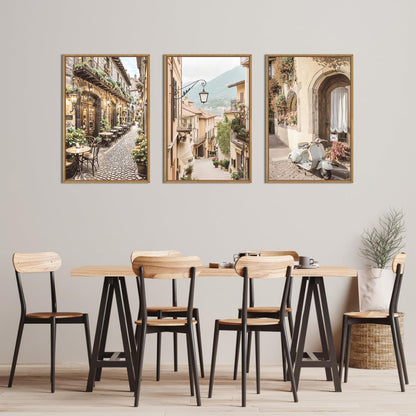 HPINUB Foreign Scenery Framed Canvas Wall Art Set,Vintage Travel City Wall Decor,Modern Minimalist