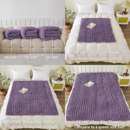 WESHIONGOO Chunky Knit Blanket Throw Knitted Throw Blankets for Couch Bed Fluffy Soft Blanket with