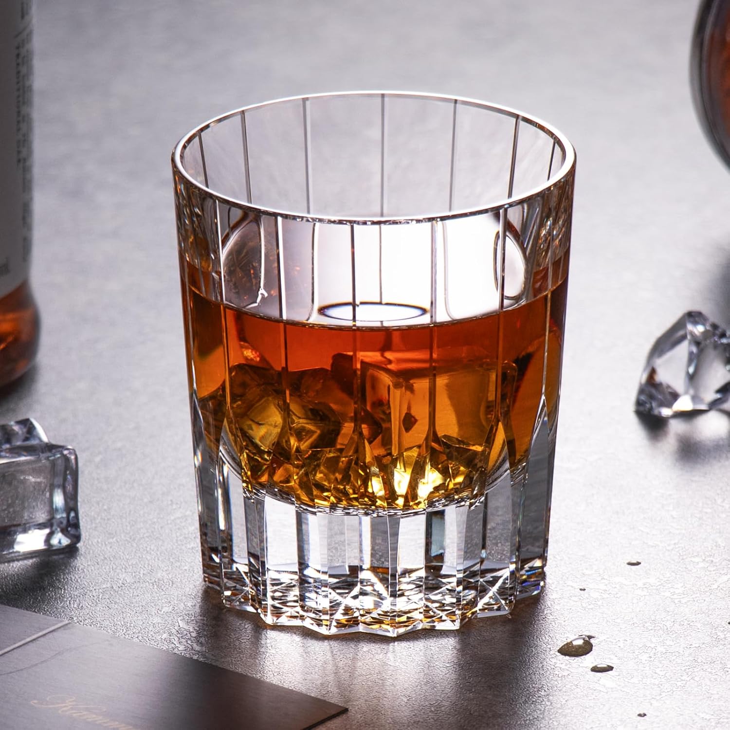 KAMMAK Crystal Whiskey Glasses Set of 2, Handcrafted 7.1oz Old Fashioned Glasses Stemless, Luxury