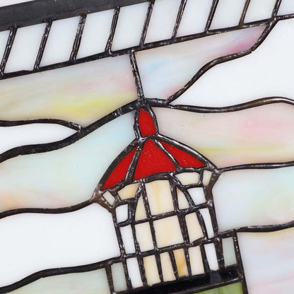 Bieye W10005 Pigeon Point Lighthouse Tiffany Style Stained Glass Window Panel with Hanging Chain