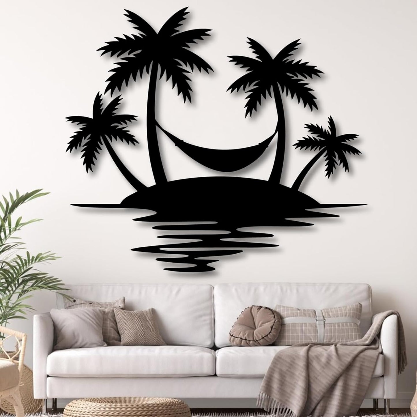 Palm Tree Metal Wall Decor,Palm Tree Outdoor Wall Art,Tropical Palm Tree Wall Decorations for