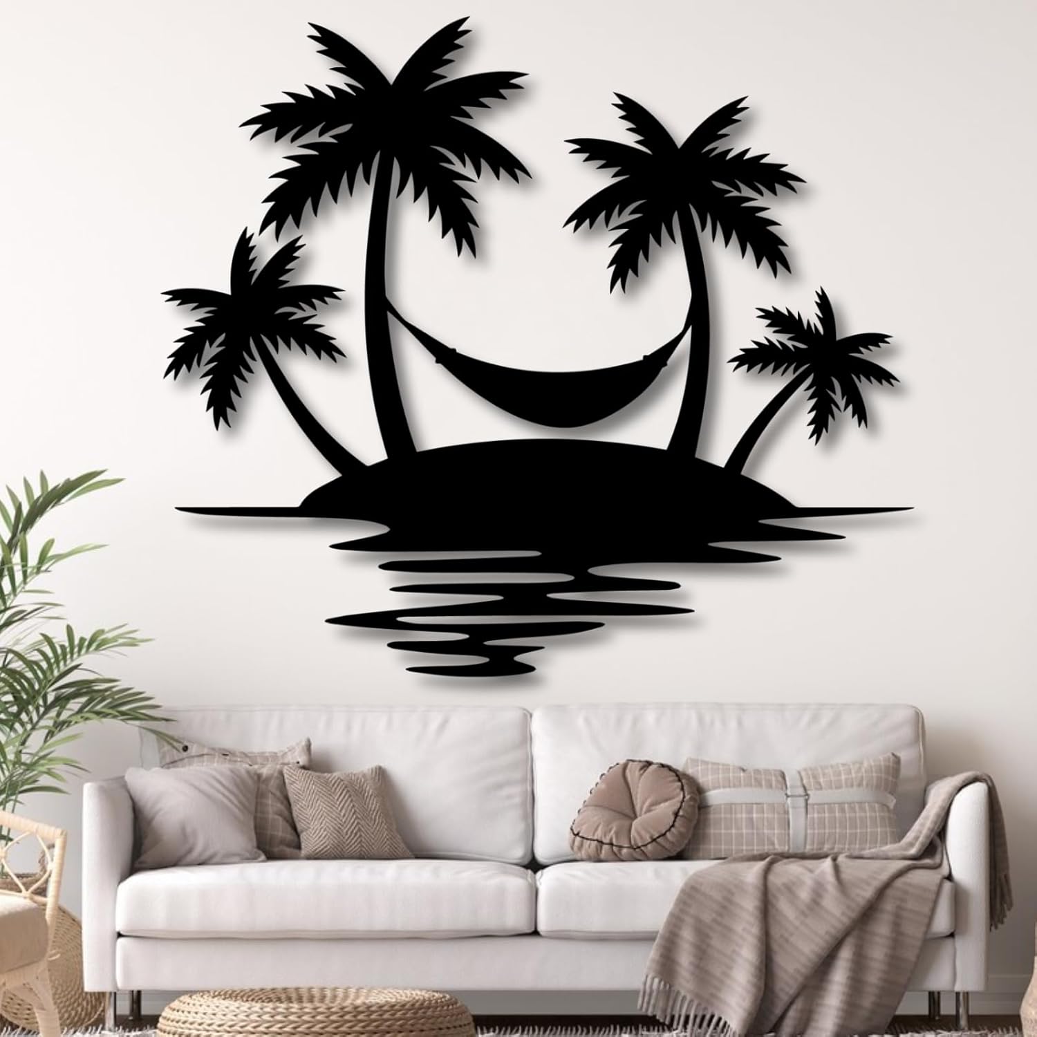 Palm Tree Metal Wall Decor,Palm Tree Outdoor Wall Art,Tropical Palm Tree Wall Decorations for