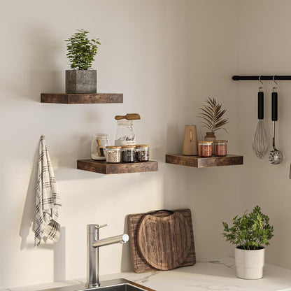 Square Floating Shelves for Wall, 12"W x 12"D x 1.2"H, Small Wooden Wall Mounted Display Shelf with