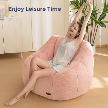 MAXYOYO Bean Bag Chair, Comfy Bean Bag Sofa with Back Support, Faux Fur Bean Bag Chair for Adults