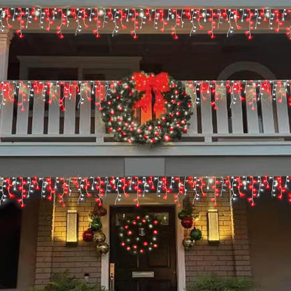 YEGUO 66ft 800 LED Red and White Icicle Lights Outdoor Waterproof, 160 Drops Icicle String Lights