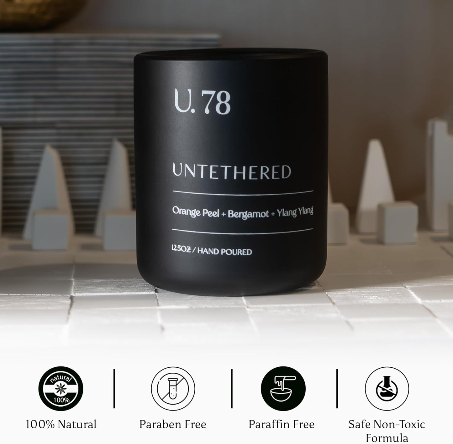 U.78 Luxury Scented Candle – Orange Peel, Bergamot & Sandalwood | Hand-Poured in USA w/ 100%