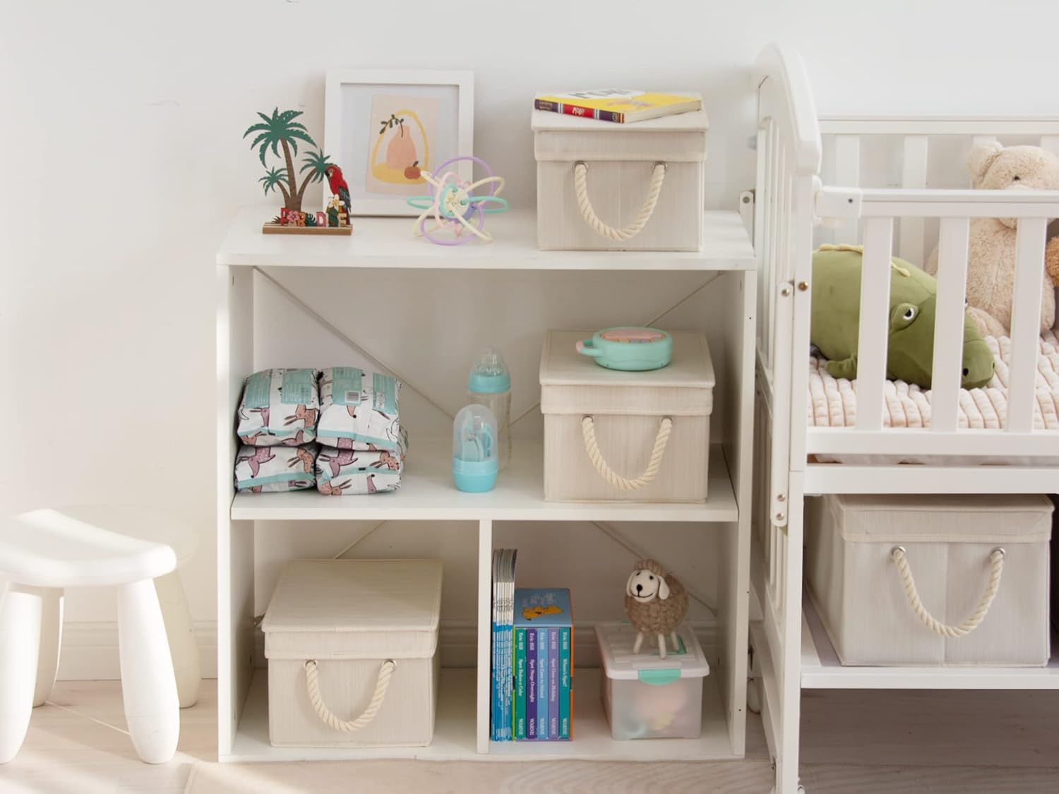 StorageWorks Storage Bins with Lids, Decorative Storage Boxes with Lid and Soft Rope Handles