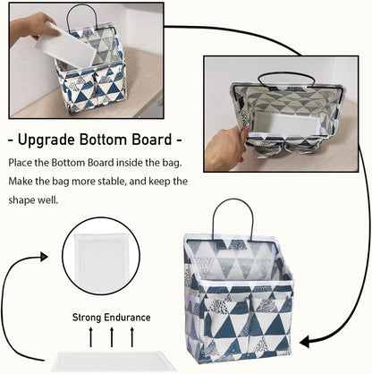 2pcs Small Wall Hanging Organizer Bag, Linen Fabric Door Hanging Storage Basket with Pockets