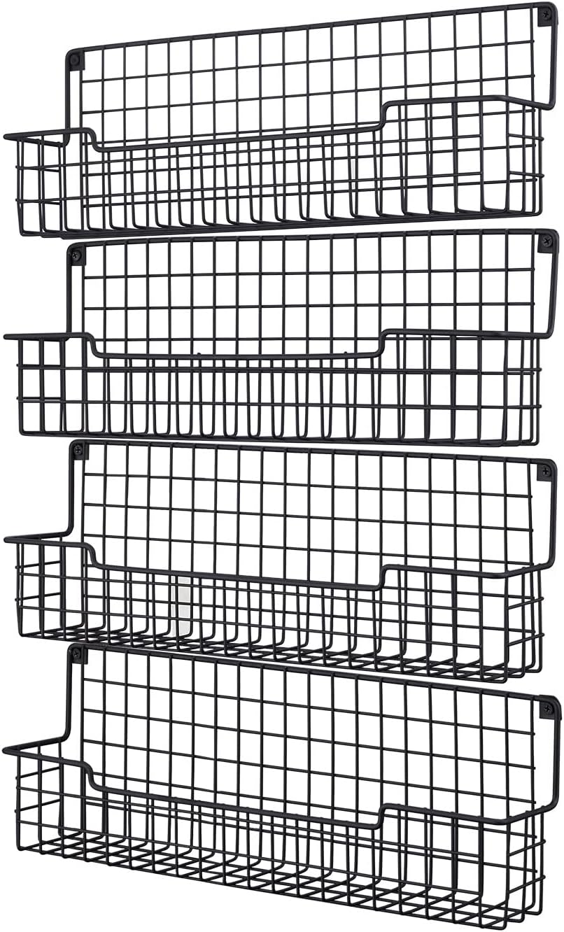 Spice Rack Wall Mount, Spice Organizer for Cabinet & Pantry Door, Set of 4 Hanging Spice Rack