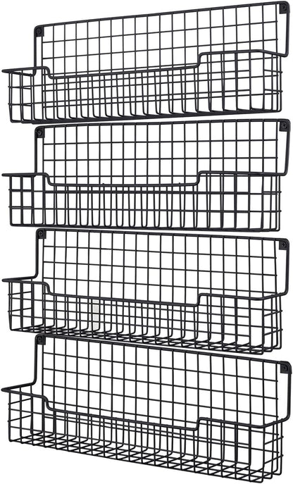 Spice Rack Wall Mount, Spice Organizer for Cabinet & Pantry Door, Set of 4 Hanging Spice Rack