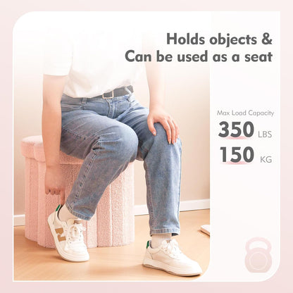 B FSOBEIIALEO Storage Ottoman Cube, Flowers Shaped Ottomans with Storage Foot Stool Footrest