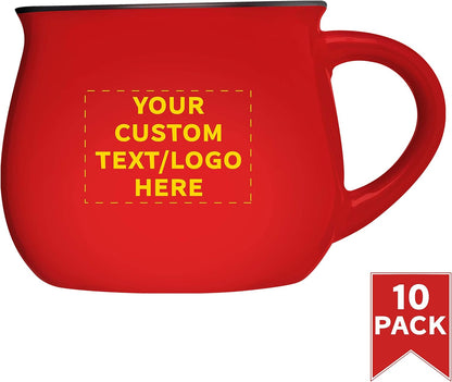 Custom Glazed Campfire Coffee Mugs 12 oz. Set of 10, Personalized Bulk Pack - Perfect for Coffee