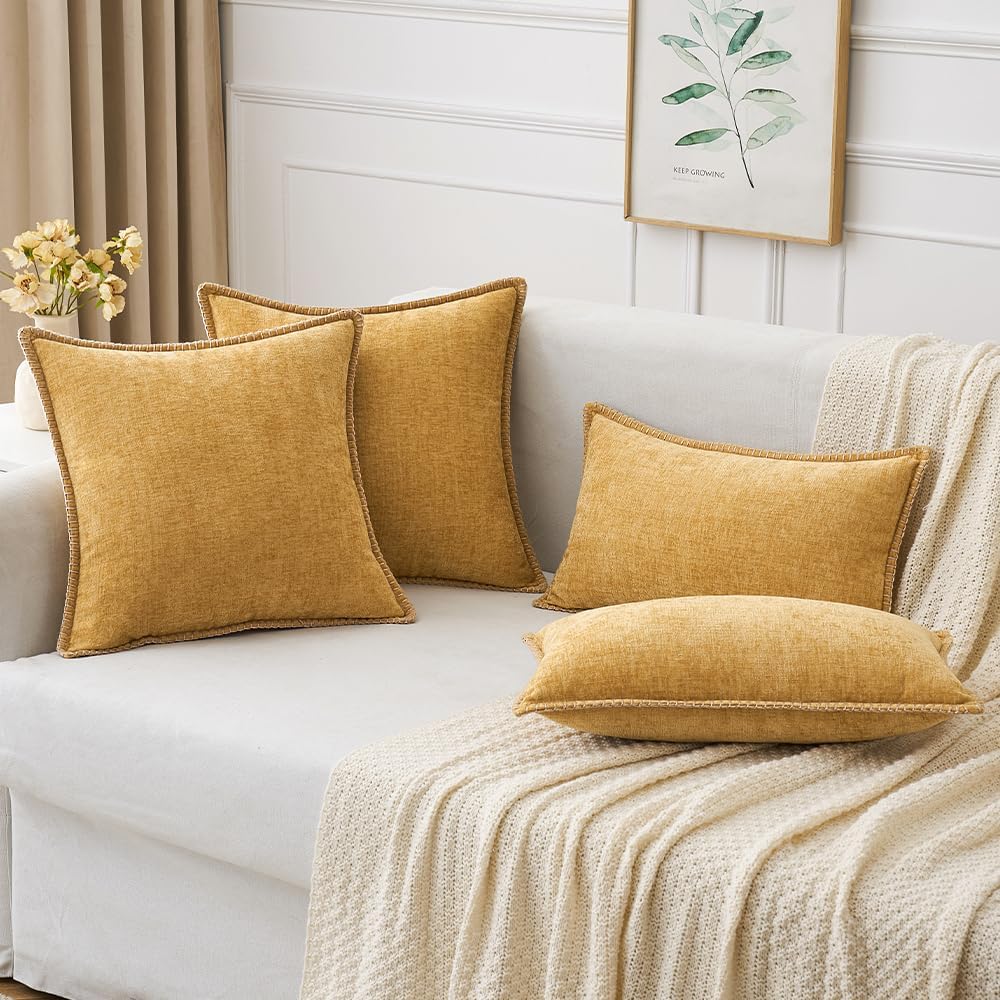 MIULEE Pack of 2 Couch Throw Pillow Covers 20x20 Inch Gold Farmhouse Decorative Pillow Covers with