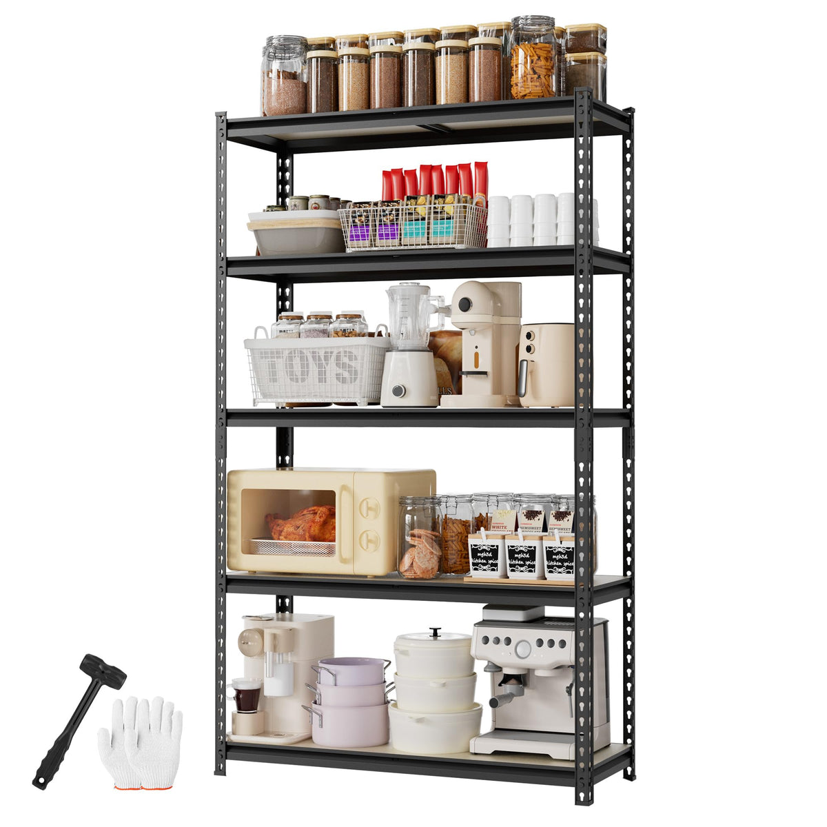 WORKPRO 5-Tier Storage Shelf, 72" H Heavy Duty Adjustable Garage Shelving Unit 2180LBS Capacity