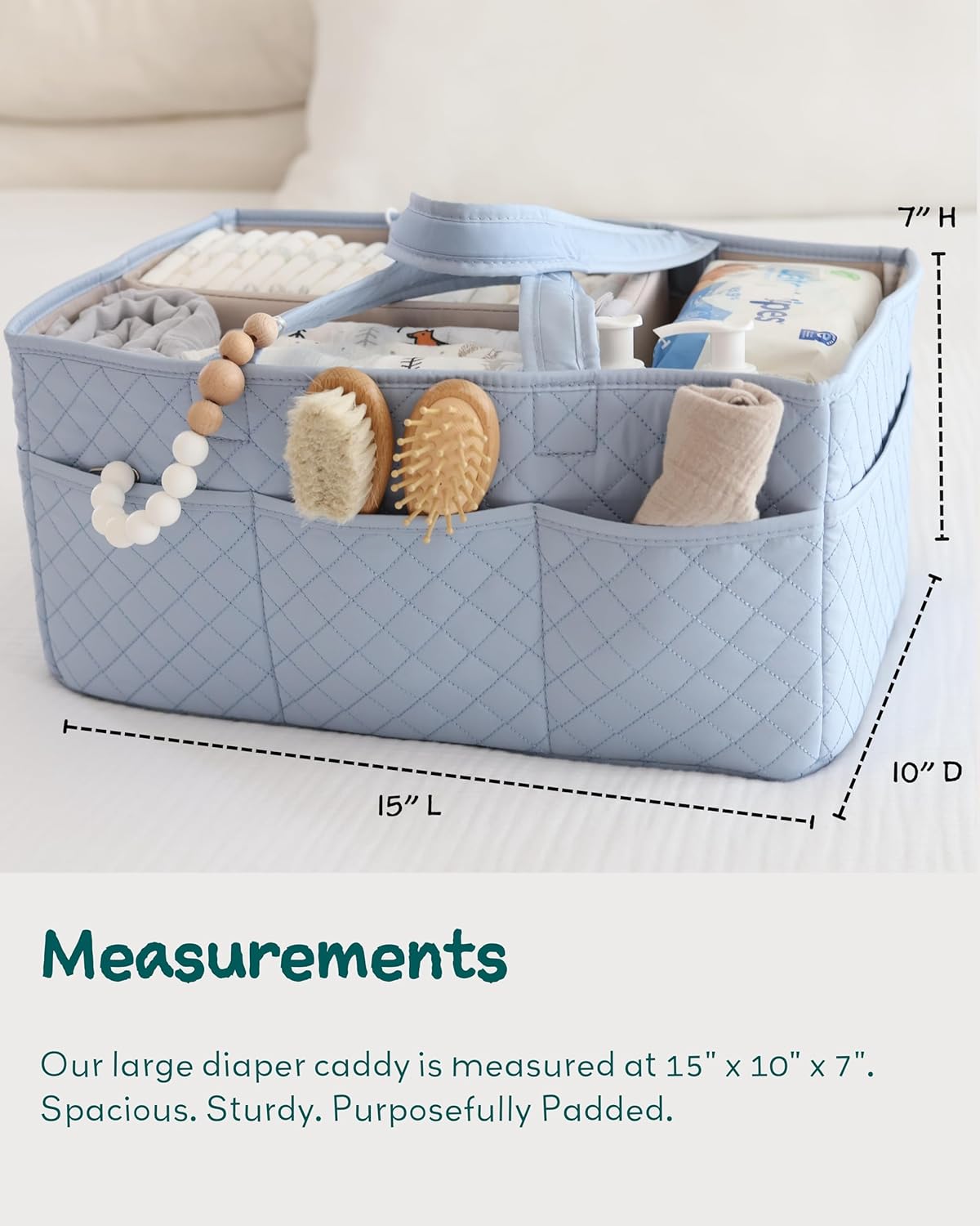 Lily Miles Baby Diaper Caddy Organizer, Quilted Nursery Storage Organizer for Newborn Essentials