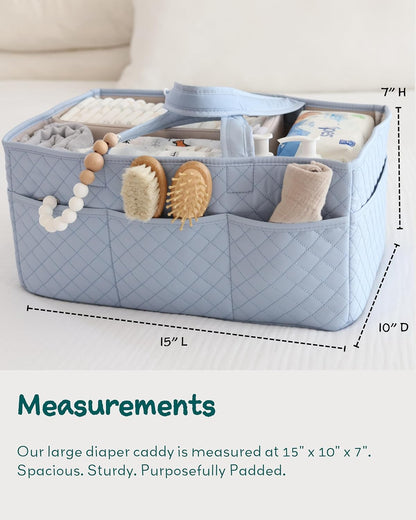 Lily Miles Baby Diaper Caddy Organizer, Quilted Nursery Storage Organizer for Newborn Essentials