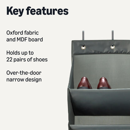 Amazon Basics 8 Tier Over the Door Shoe Organizer, Large Capacity Space Saving Hanging Shoe Storage