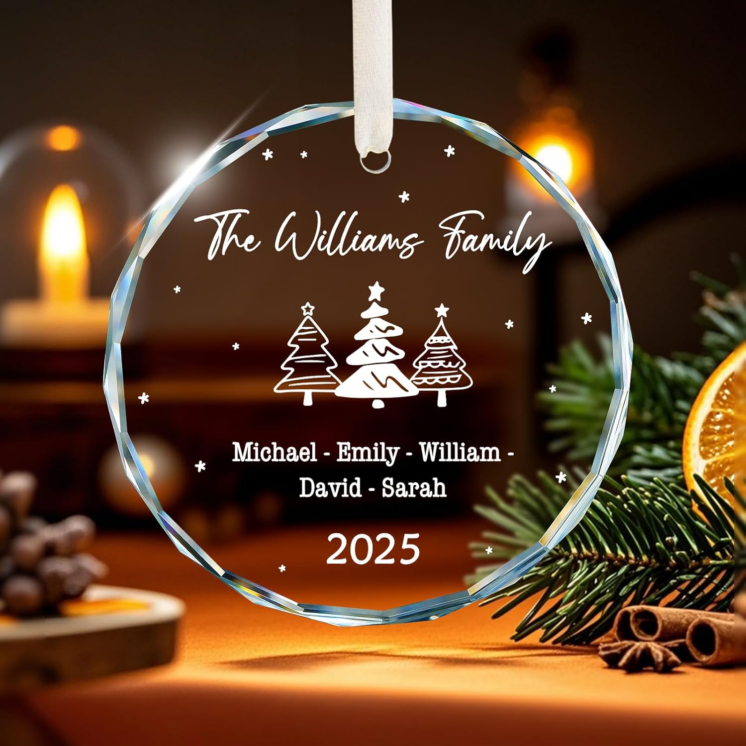 Family Christmas Ornaments 2025 Personalized, Family Ornaments with Custom Name, Tree Decorations