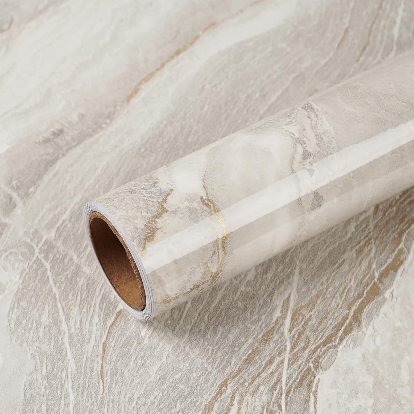 VEELIKE Wide 32''x354'' Beige Gold Marble Contact Paper for Countertops Peel and Stick Waterproof