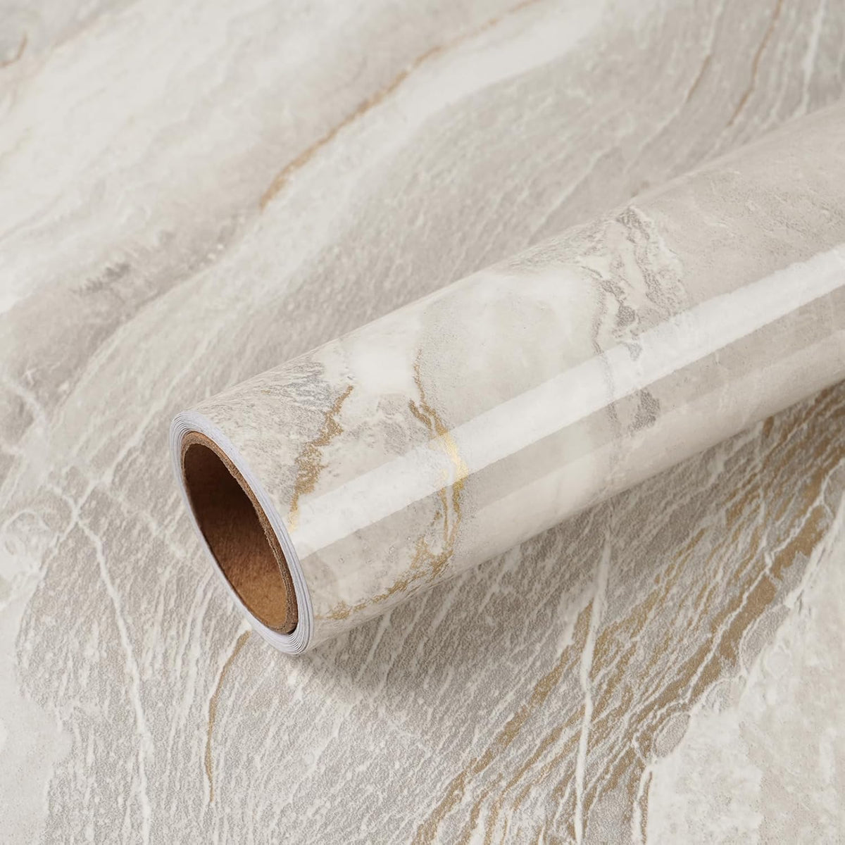 VEELIKE Wide 32''x354'' Beige Gold Marble Contact Paper for Countertops Peel and Stick Waterproof