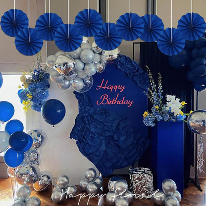 Blue Birthday Decorations,DIY Blue Paper Fans Hanging Decoration ,Party Decorations for Adults 8in