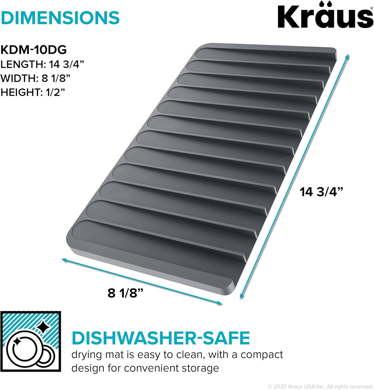 Kraus Roll Up Dish Drying Rack with Self-Draining Silicone Dish Drying Mat and Silicone Soap Dish