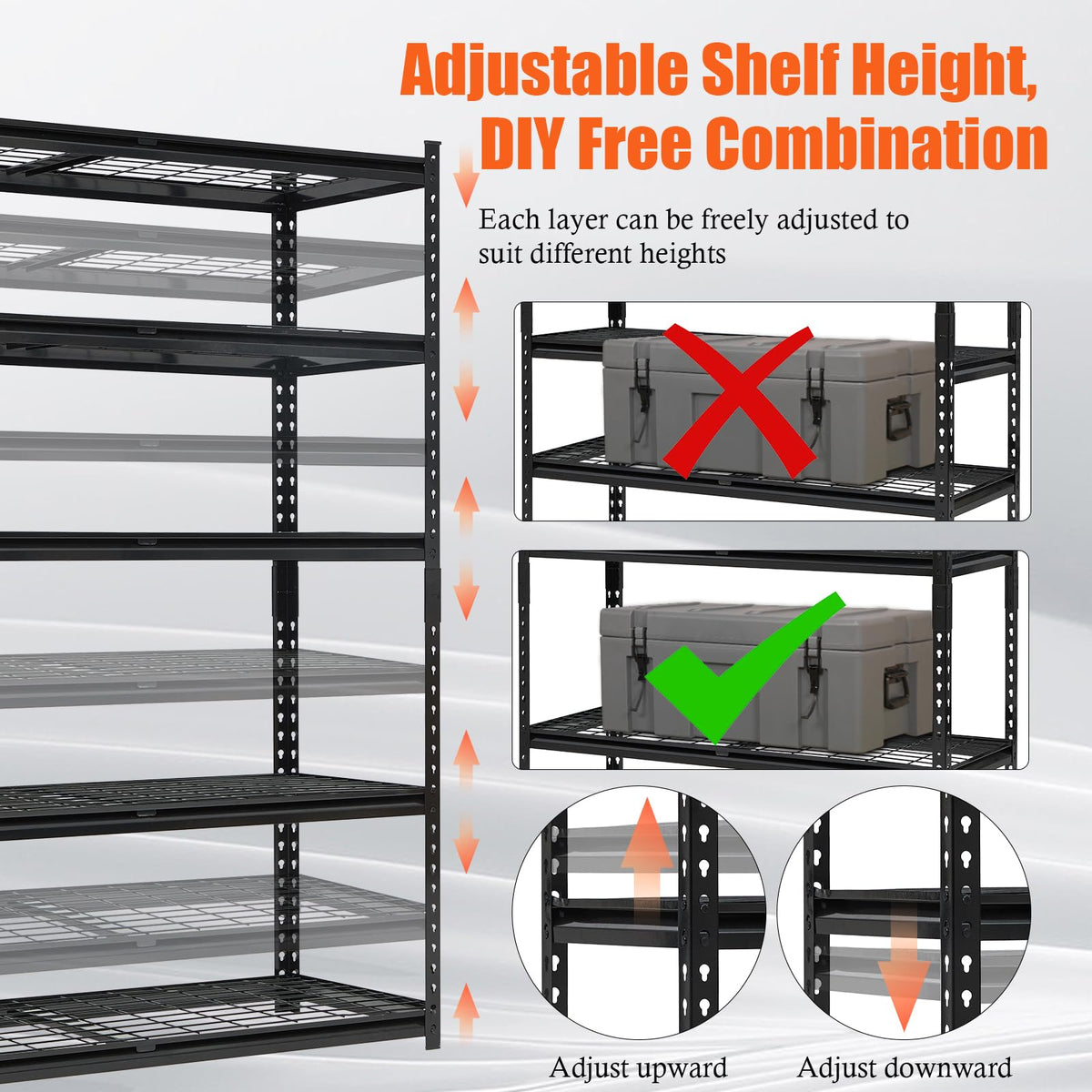 EliteEdge Heavy Duty Garage Shelving Units,5-Tier Adjustable Storage Shelf
